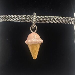 🍦🆕 Brighton Pink & Gold Ice Cream Cone Charm Necklace NWOT